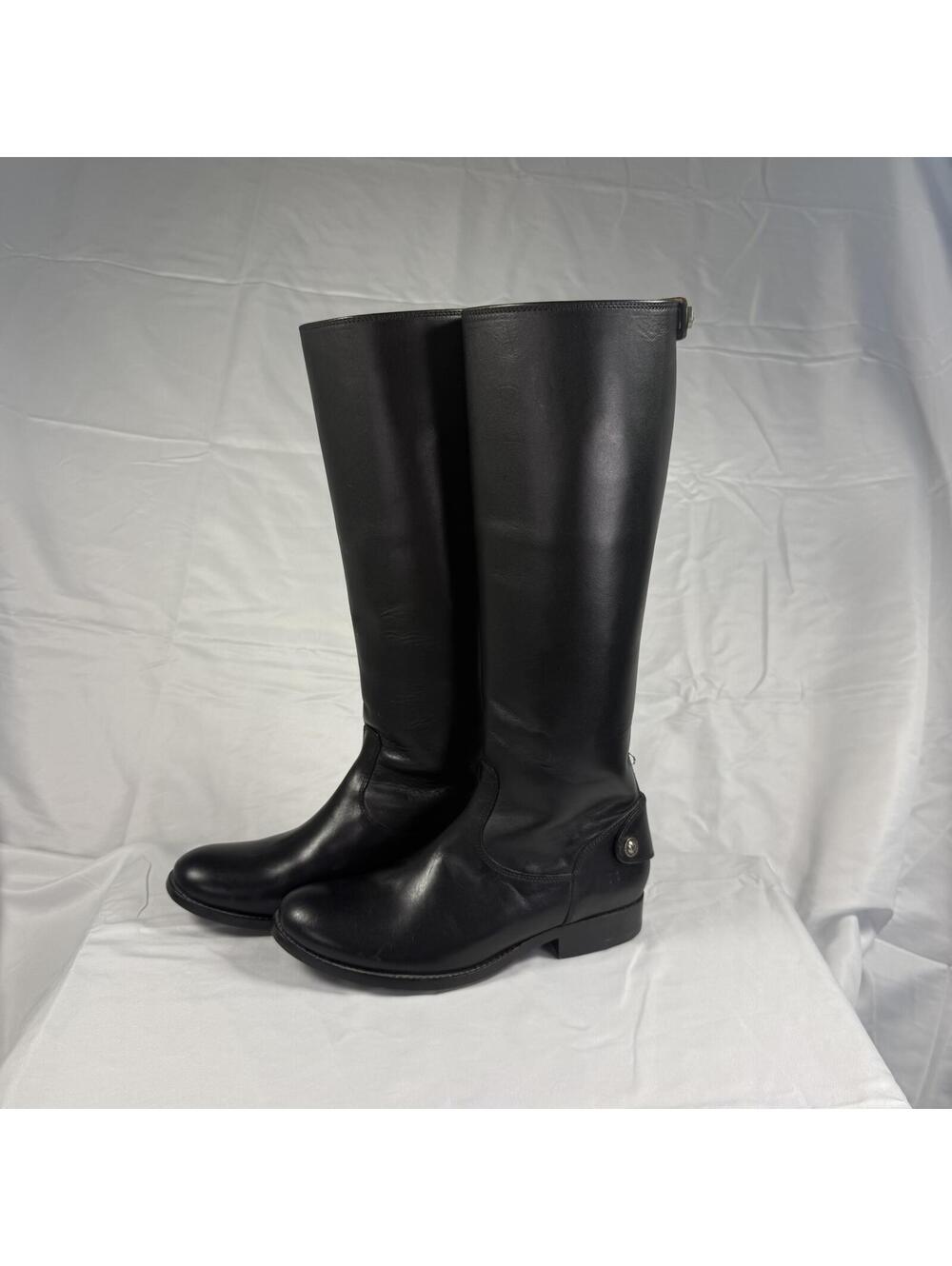 Frye Melissa Button Inside Zip Tall Riding Boot Black Leather Women’s Size 6